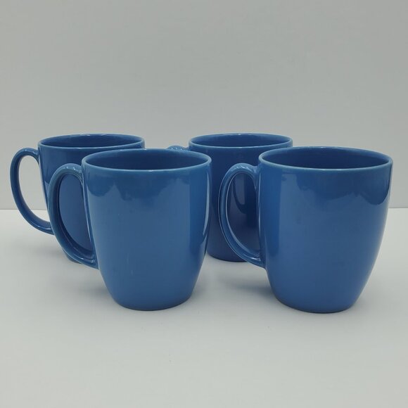 Corelle Blue Mugs Secret Garden Blue Hearts Periwinkle Stoneware Mugs - Picture 1 of 6